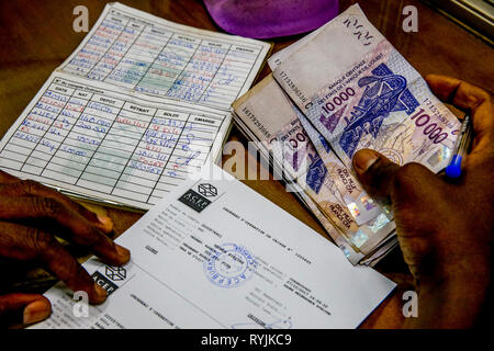 Microfinance institution agency in Ouagadougou, Burkina Faso. Stock Photo