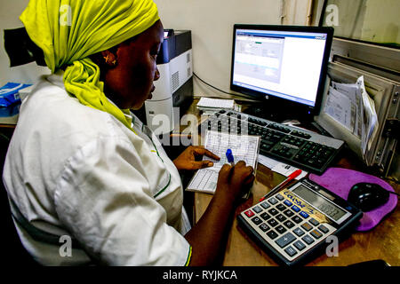 Microfinance institution agency in Ouagadougou, Burkina Faso. Stock Photo