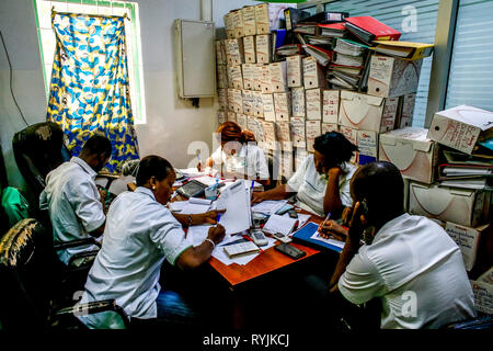 Microfinance institution agency in Ouagadougou, Burkina Faso. Stock Photo