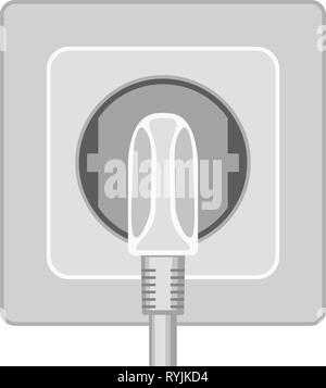 Cartoon gray plug in electric socket Stock Vector
