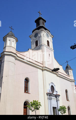 Roman catholic church of St George (1762-1766) in Uzhgorod, Ukraine. Szent Gyorgy romai katolikus templom Undvaron. Stock Photo