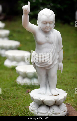 Truc Lam Phuong Nam buddhist temple.  The Life of the Buddha, Siddhartha Gautama. The birth of infant Siddhartha as a prince who pointing to the North Stock Photo