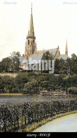 Schlosskirche Chemnitz, Ponds in Chemnitz, 1913, Chemnitz, Schloßkirche Stock Photo