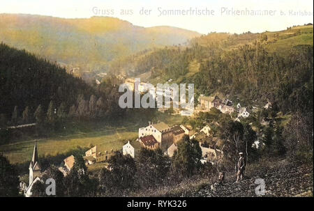 Church of the Name of the Virgin Mary in Březová, Porcelánka Pirken-Hammer, 1901, Karlovy Vary Region, Pirkenhammer, Czech Republic Stock Photo