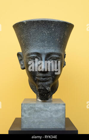 Copenhagen. Denmark. Portrait depicting the Egyptian God Amun, ca. 1332-1305 BC. Ny Carlsberg Glyptotek.  Bust from the reign of Horemheb, ca. 1332-13 Stock Photo