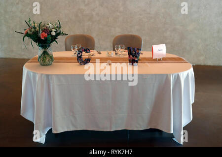 Place setting at a wedding.  France. Stock Photo
