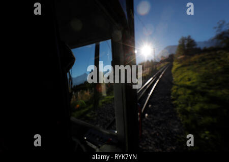 French Alps. The Mont Blanc Tramway (TMB) is the highest mountain railway line in France. Saint-Gervais.  France. Stock Photo