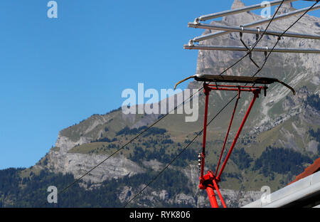 French Alps. The Mont Blanc Tramway (TMB) is the highest mountain railway line in France. Saint-Gervais. France. Stock Photo