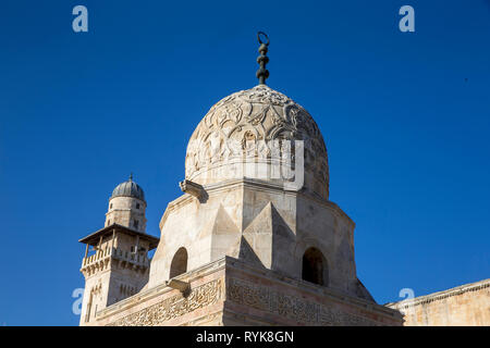 Minarets on the Haram esh-Sharif (Al Aqsa compound, Temple Mount), Jerusalem, Israel. Stock Photo