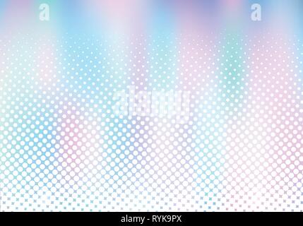 Abstract smoot blurred holographic gradient background with white halftone effect. Hologram  Luxury trendy tender pearlescent. Vector illustration Stock Vector