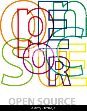 Vector open source. Broken text Stock Vector