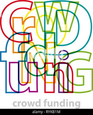 Vector crowd funding. Broken text Stock Vector