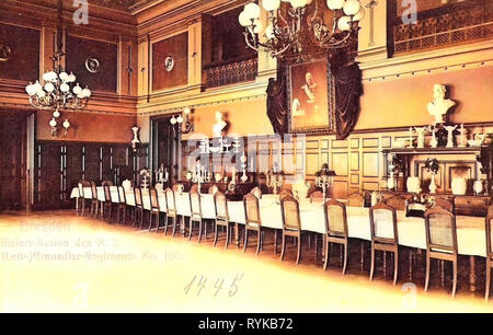 Officers' mess in Dresden, Rooms in Germany, 1. Königlich Sächsisches Leib-Grenadier-Regiment Nr. 100, 1900, Dresden, Offizier Kasino des Grenadier, Regiments Stock Photo