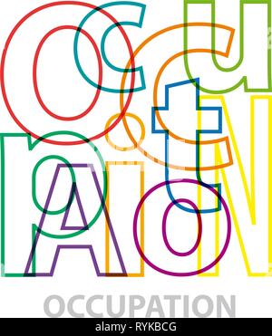 Vector Occupation. Broken text Stock Vector