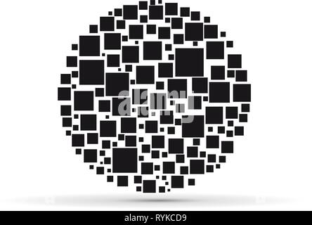 Vector square background in black, concept of network, innovative and big data Stock Vector