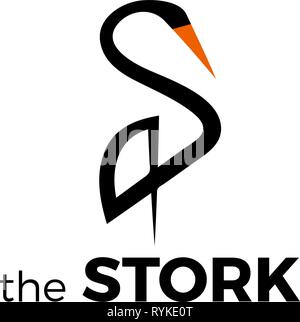 Vector logo abstract stylized stork Stock Vector