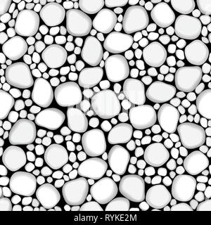 White pebble stone texture seamless pattern abstract background Stock Vector