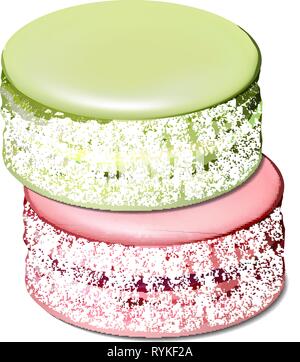 Macaroons on white background realistic vector illustration Stock Vector
