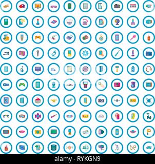 100 gadget icons set, cartoon style Stock Vector