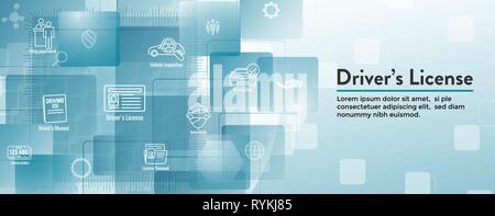 Drivers Test & License Icon Set and Web Header Banner Stock Vector
