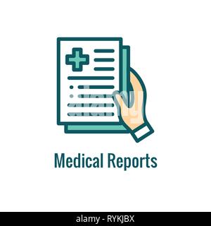 Medical Report outline / line flat vector icon - mobile application or button design. Vector design logo for mobile app Stock Vector