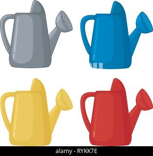 Set of watering can different colour illustration Stock Vector