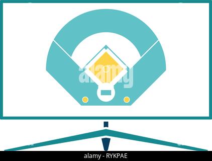 Baseball tv translation icon. Flat color design. Vector illustration. Stock Vector