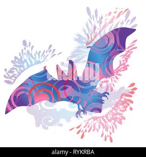 Little funny flying blue bat Stock Vector