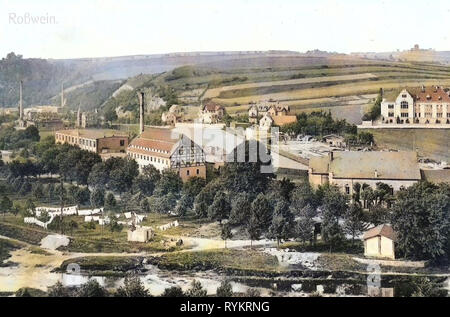 Buildings in Roßwein, Freiberger Mulde in Roßwein, 1913, Landkreis Mittelsachsen, Roßwein, Germany Stock Photo