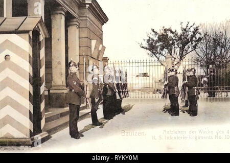 Changing of the Guard, Military facilities of Germany, Infanterie-Regiment Großherzog Friedrich II. von Baden (4. Königlich Sächsisches) Nr. 103, Sentry boxes in Germany (historical), 1902, Landkreis Bautzen, Bautzen, Wache des 4. Königlichen Infanterie, Regiments 103 Stock Photo