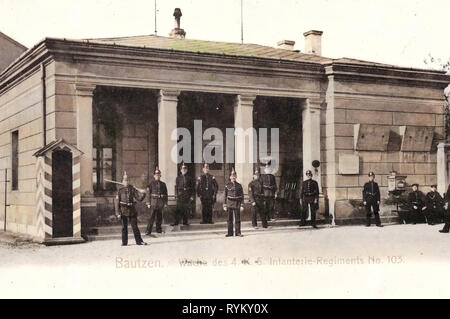 Military facilities of Germany, Infanterie-Regiment Großherzog Friedrich II. von Baden (4. Königlich Sächsisches) Nr. 103, Sentry boxes in Germany (historical), 1902, Landkreis Bautzen, Bautzen, Wache des 4. Königlichen Infanterie, Regiments 103 Stock Photo