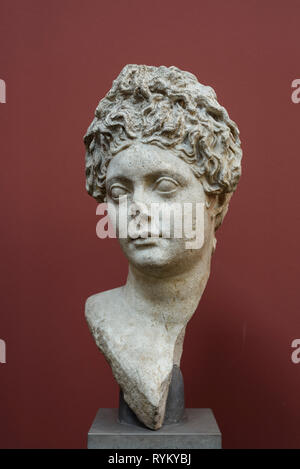 Copenhagen. Denmark. Portrait bust of Julia Flavia, daughter of Emperor Titus, Ny Carlsberg Glyptotek.   Julia Flavia (64 AD - 91 AD).  Bust shortly a Stock Photo