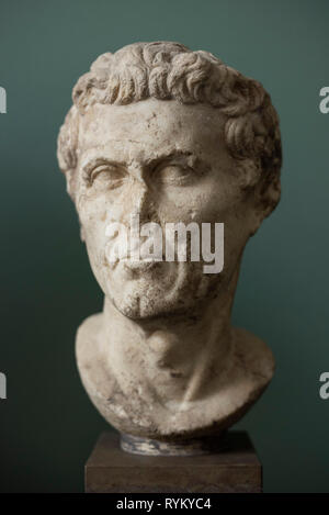 Copenhagen. Denmark. Portrait bust of Roman Emperor Nerva, Ny Carlsberg Glyptotek.   Marcus Cocceius Nerva Caesar Augustus (30 AD - 98 AD)   Bust from Stock Photo