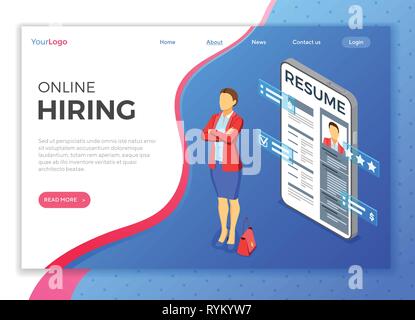 Isometric Employment and Hiring Concept Stock Vector