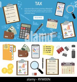 Tax and Business Accounting Infographics Stock Vector
