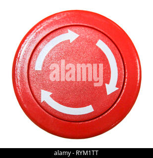 Red round button isolated on white background Stock Photo