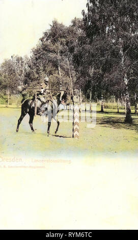 Use of weapons, Military use of horses, Garde-Reiter-Regiment (1. Schweres Regiment), 1903, Dresden, Lanzenstoßübung, Gardereiter, Germany Stock Photo