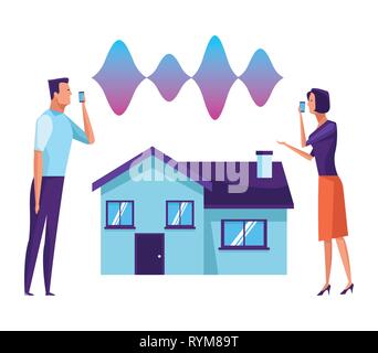 People using voice recognition Stock Vector