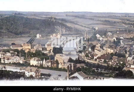 Buildings in Roßwein, Bridges in Roßwein, Postcards of bridges in Roßwein, Freiberger Mulde in Roßwein, 1903, Landkreis Mittelsachsen, Roßwein, Ort, Germany Stock Photo