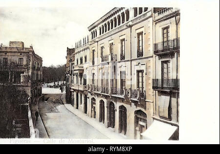Buildings in Figueres, 1903, Catalonia, Figueras, Calle de Monturiol Stock Photo