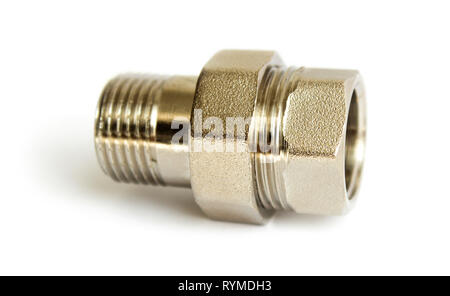 Bronze plated adapter for connection of water pipes Stock Photo