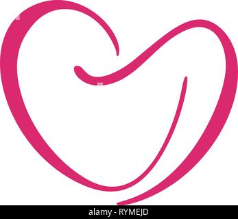 Hand drawn Heart love sign Valentines day. Romantic calligraphy vector illustration icon symbol for t-shirt, greeting card, poster wedding. Design Stock Vector