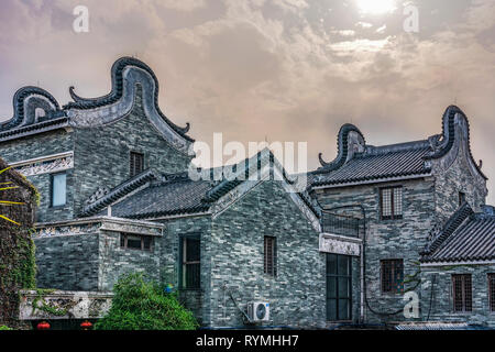 GUANGZHOU, CHINA - OCTOBER 23:  View of Traditional Chinese buildings at Lingnan Impression Park on October 23, 2018 in Guangzhou Stock Photo