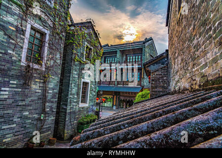 GUANGZHOU, CHINA - OCTOBER 23: Traditional Chinese architecture at Lingnan Impression Park, a popular tourist destination on October 23, 2018 in Guang Stock Photo