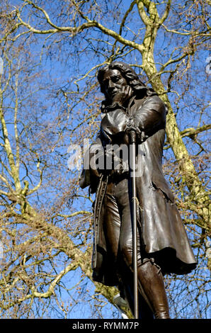 The statue of Edward colston in Bristol Center. a contentious figure because of his philanphropy and link to the slave trade. Stock Photo