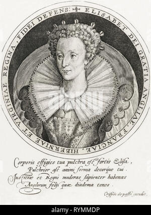 Elizabeth I, aka The Virgin Queen, Gloriana or Good Queen Bess, 1533 – 1603. Queen of England and Ireland.