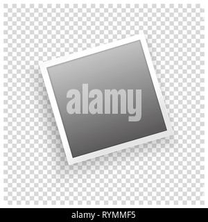 Instant photo frame with shadow on transparent background. Vector template for your trendy photo or image Stock Vector