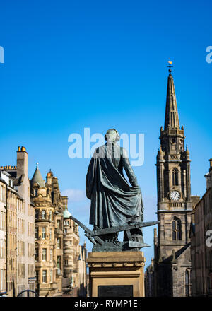 Adam Smith statue on royal Mile in Edinburgh Old Town, Scotland, UK Stock Photo