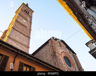 Travel to Italy - church Chiesa di Santa Maria del Carmine (Chiesa del Carmine) on street Via XX Settembre in Pavia city, Lombardy at sunset Stock Photo