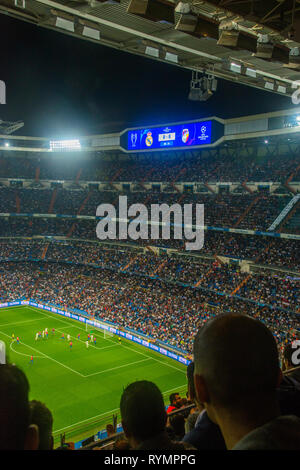 Champions League football match. Santiago Bernabeu stadium, Madrid, Spain. Stock Photo